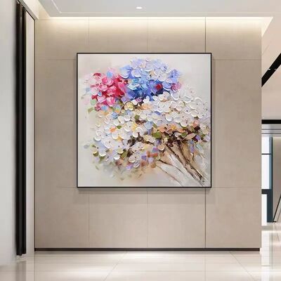 Hand Painted 3D Relief Abstract Landscape Oil Painting on Canvas Wall Art with Customized Size