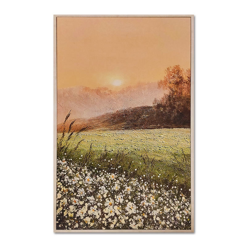 Colorful Thick Texture Country Field Landscape Painting Pure Hand-painted Artwork for Home Hotel Coffee Bars and Office